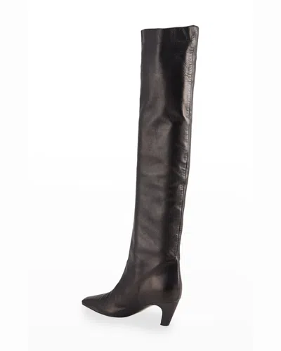 Khaite Davis Slouchy Leather Knee Boots In Black