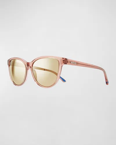Revo Daphne Oversized Acetate Cat-eye Sunglasses In Crystal Mauve