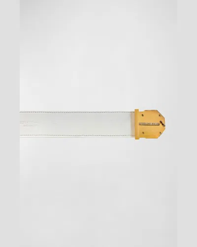 Stefano Ricci Men's Signature Eagle Crocodile Leather Belt In White