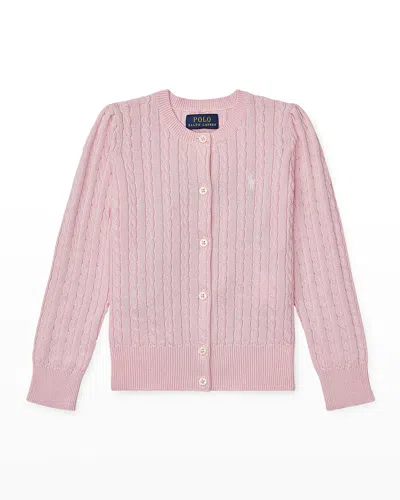 Polo Ralph Lauren Mini-cable Cotton Cardigan In Hint Of Pink