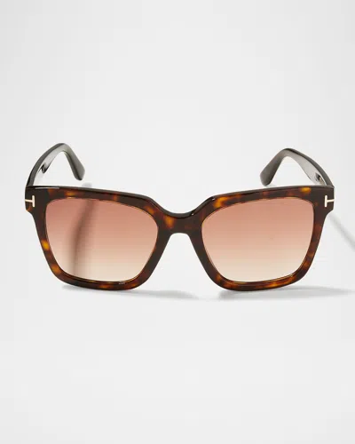 Tom Ford Selby Square Plastic Sunglasses In Gold