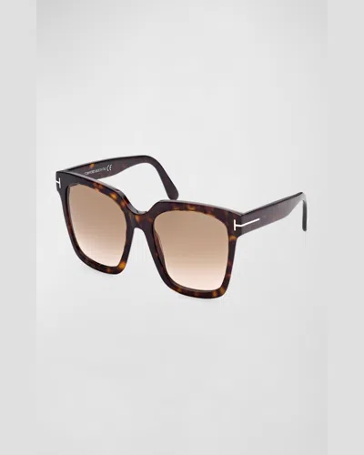 Tom Ford Selby Square Plastic Sunglasses In Gold