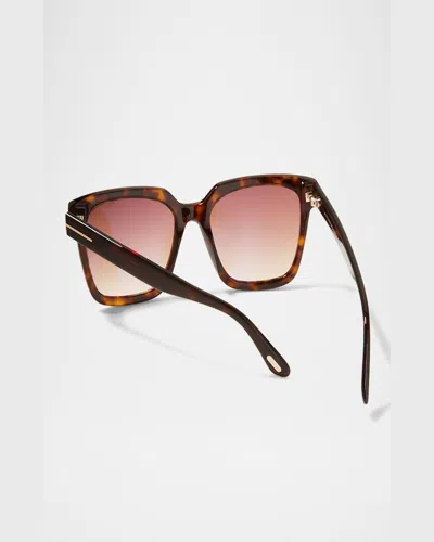 Tom Ford Selby Square Plastic Sunglasses In Gold