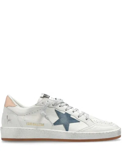 Golden Goose Ball Star Distressed Multicolored Sneakers In White