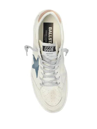 Golden Goose Ball Star Distressed Multicolored Sneakers In White