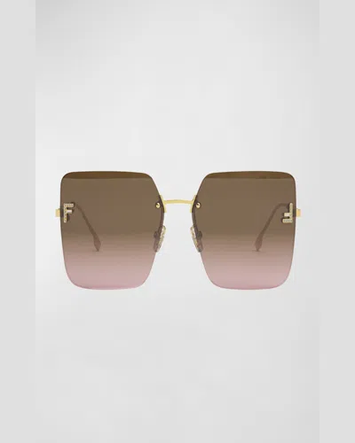 Fendi 59mm Gradient Square Sunglasses In Endura Gold