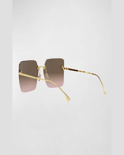 Fendi 59mm Gradient Square Sunglasses In Endura Gold