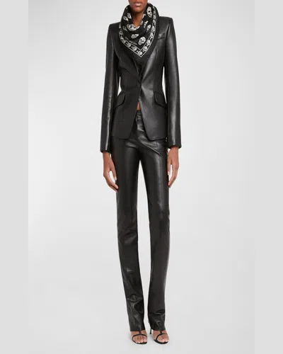 Alexander Mcqueen Mcqueen Skull Print Wool Fringe Scarf In Black