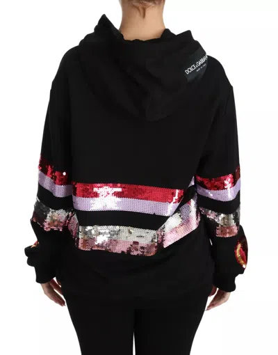 Dolce & Gabbana Dg Sequined Hooded Pullover Sweater In Black