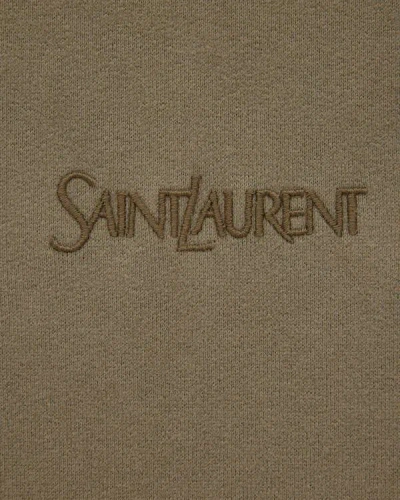 Saint Laurent Hooded Sweatshirt With Logo In Green