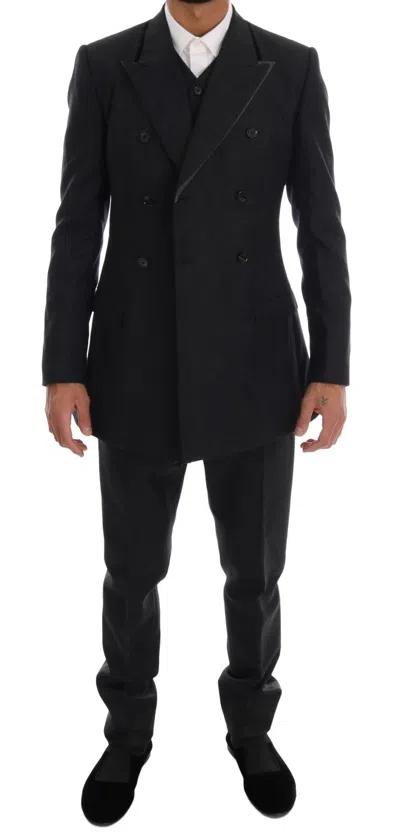 Dolce & Gabbana Elegant Gray Double Breasted Wool Suit In Gray