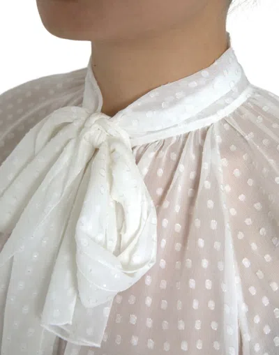 Shop Dolce & Gabbana Elegant Sheer Silk Button-up Women's Blouse In White