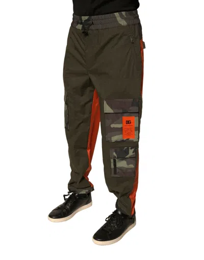 Dolce & Gabbana Multicolor Camouflage Jogger Cargo Men's Pants In Green
