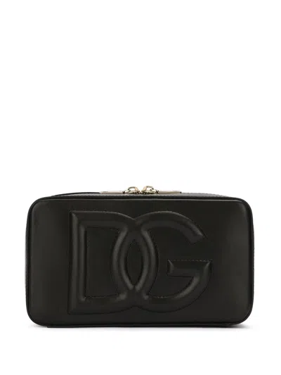Dolce & Gabbana Black Crossbody Bag With Quilted Logo In Leather Woman
