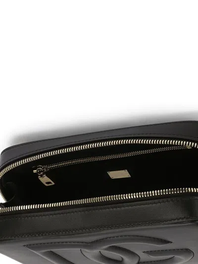 Dolce & Gabbana Black Crossbody Bag With Quilted Logo In Leather Woman