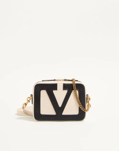 Valentino Garavani Ivory Leather Viva Superstar Handbag In Black