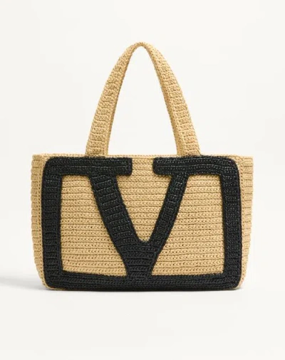 Valentino Borsa Shopping Viva Superstar Grande In Rafia Donna In Natural