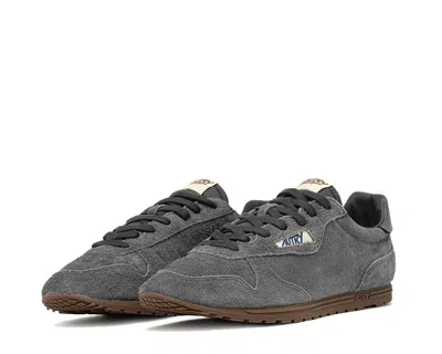 Autry Windspin Low Grey Sneaker With Logo On The Side And On The Heel In Suede Man In Gray