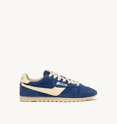 Autry Windspin Suede Sneakers With Contrast Panels In Blue
