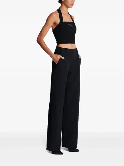 Balmain Wool Trousers With Front Pleats And Wide Leg