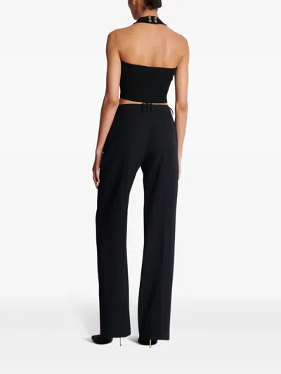 Balmain Wool Trousers With Front Pleats And Wide Leg