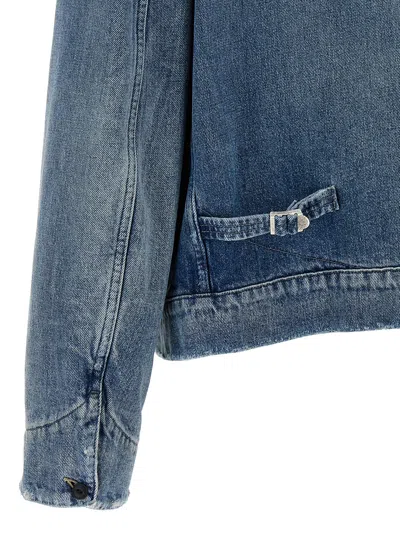 Maison Margiela Frayed Hem Denim Jacket With Contrasting Collar