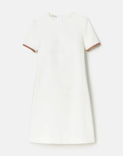 Lafayette 148 New York Short Sleeve Cotton Twill A-line Dress In White