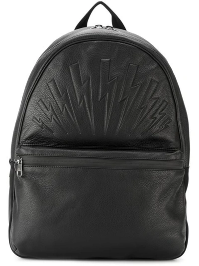 Neil Barrett Thunderbolt Calf Leather Rucksack In Black