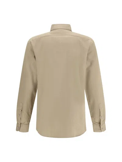 Zegna Cash Button Front Shirt In Brown
