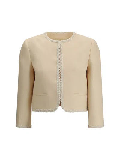 Valentino Garavani Women Cream Crepe Couture Blazer In Beige