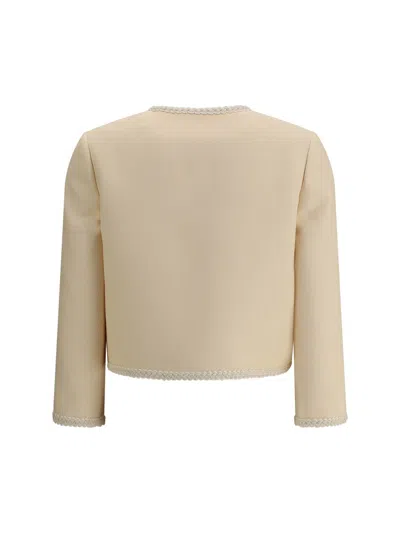 Valentino Garavani Women Cream Crepe Couture Blazer In Beige