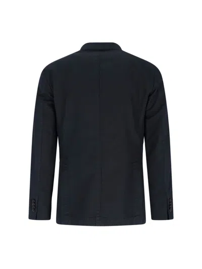 Boglioli Virgin Wool And Cotton Double-breasted K-jacket In Dark Blue
