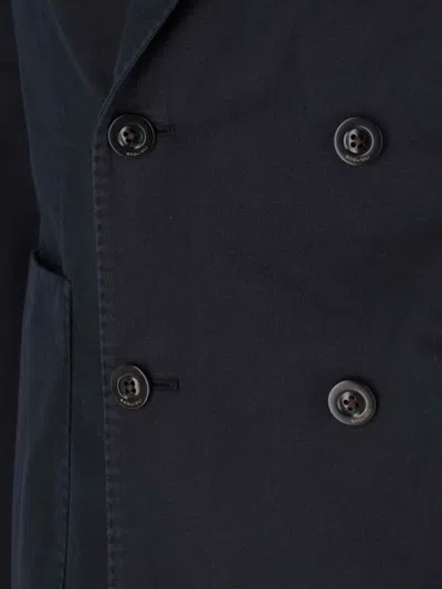 Boglioli Virgin Wool And Cotton Double-breasted K-jacket In Dark Blue