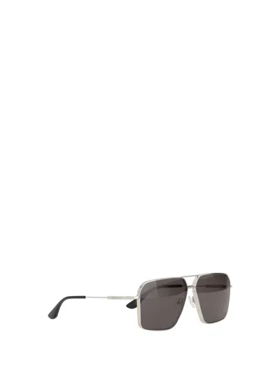 Alexander Mcqueen Geometric Metal Frame Sunglasses In Grey