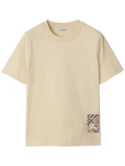 Burberry Beige T-shirt With Logo Application On The Front In Cotton Woman In Nutmeg