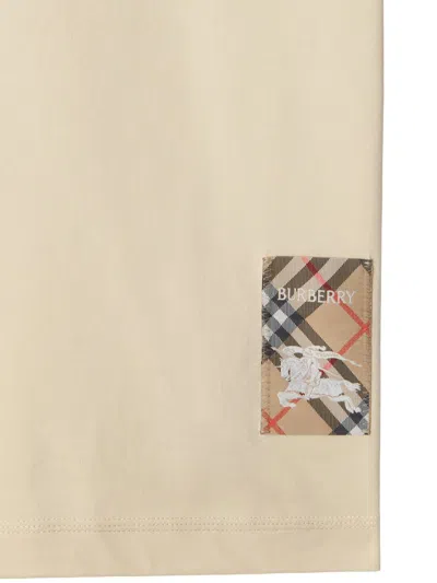 Burberry Beige T-shirt With Logo Application On The Front In Cotton Woman In Nutmeg