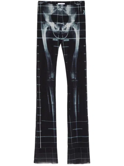 Jean Paul Gaultier Squeletor Flared Trousers In Black/navy/lightblue