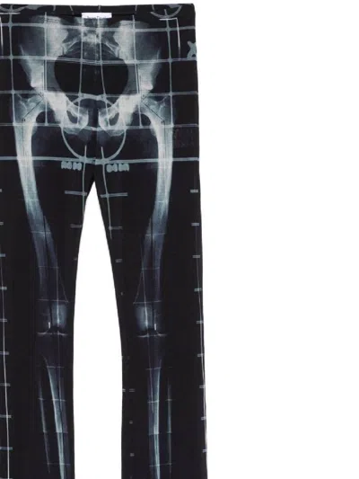 Jean Paul Gaultier Squeletor Flared Trousers In Black/navy/lightblue