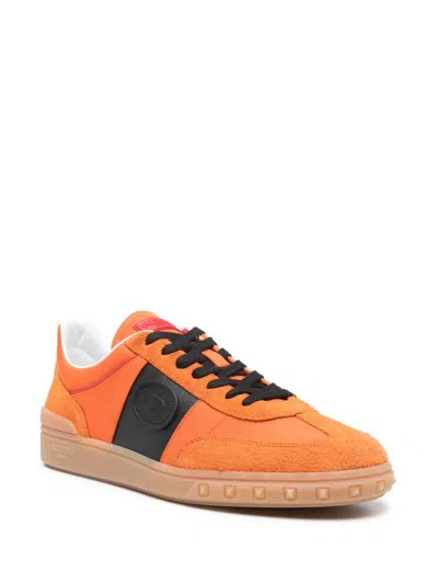 Valentino Upvillage Leather And Nylon Low Top Sneaker In Pumpink/nero