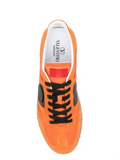 Valentino Upvillage Leather And Nylon Low Top Sneaker In Pumpink/nero