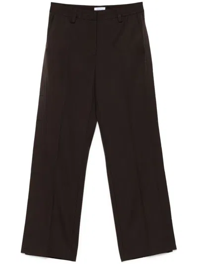 Off-white Virgin-wool Wide-leg Trousers In Mole-no Co