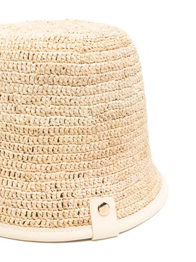 Jacquemus Soli Cap With Leather Trim And Woven Texture In Black