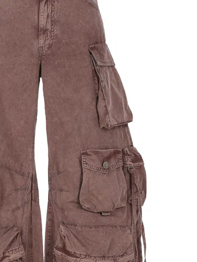 Attico Pink Jeans With Logo Patch On The Rear And Turn-up Cuffs In Denim Woman In Washed Mauve