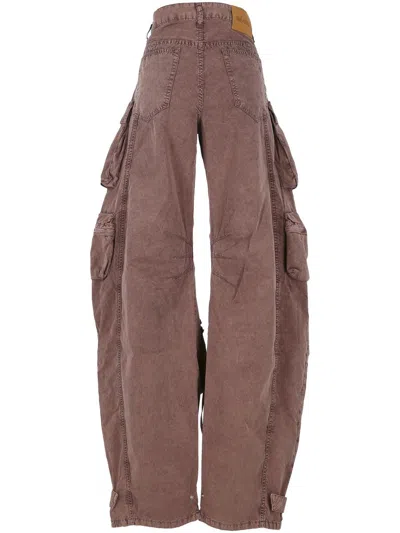 Attico Pink Jeans With Logo Patch On The Rear And Turn-up Cuffs In Denim Woman In Washed Mauve