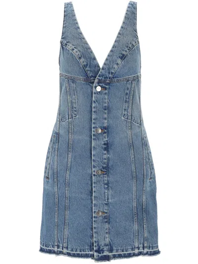 Stella Mccartney Stella Mc Cartney Light Blue Plunging V Neck Dress In Vintage Blue