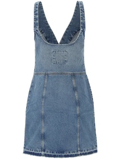 Stella Mccartney Stella Mc Cartney Light Blue Plunging V Neck Dress In Vintage Blue