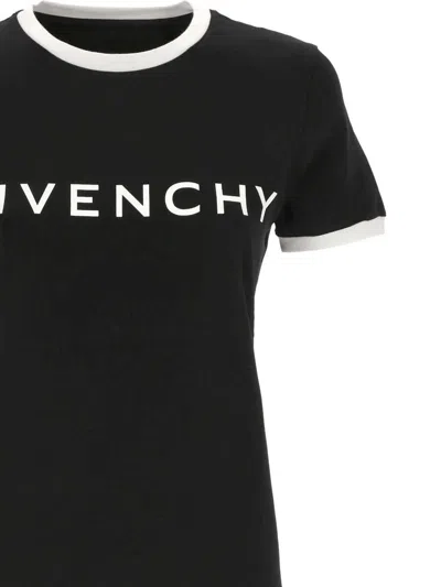 Givenchy Black Crewneck T-shirt With Logo Lettering On The Front And 4g Logo On The Rear In Cotton S In Black