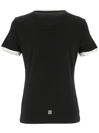 Givenchy Black Crewneck T-shirt With Logo Lettering On The Front And 4g Logo On The Rear In Cotton S In Black