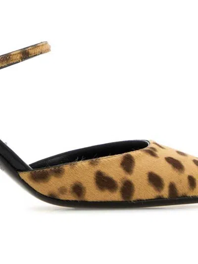 Jimmy Choo 'pixie' Brown Pumps With High Sculpted Heel And All-over Leopard Print In Beige
