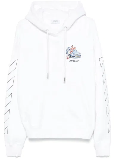 Off-white Fresco Arrow Skatehoodie In White-bl